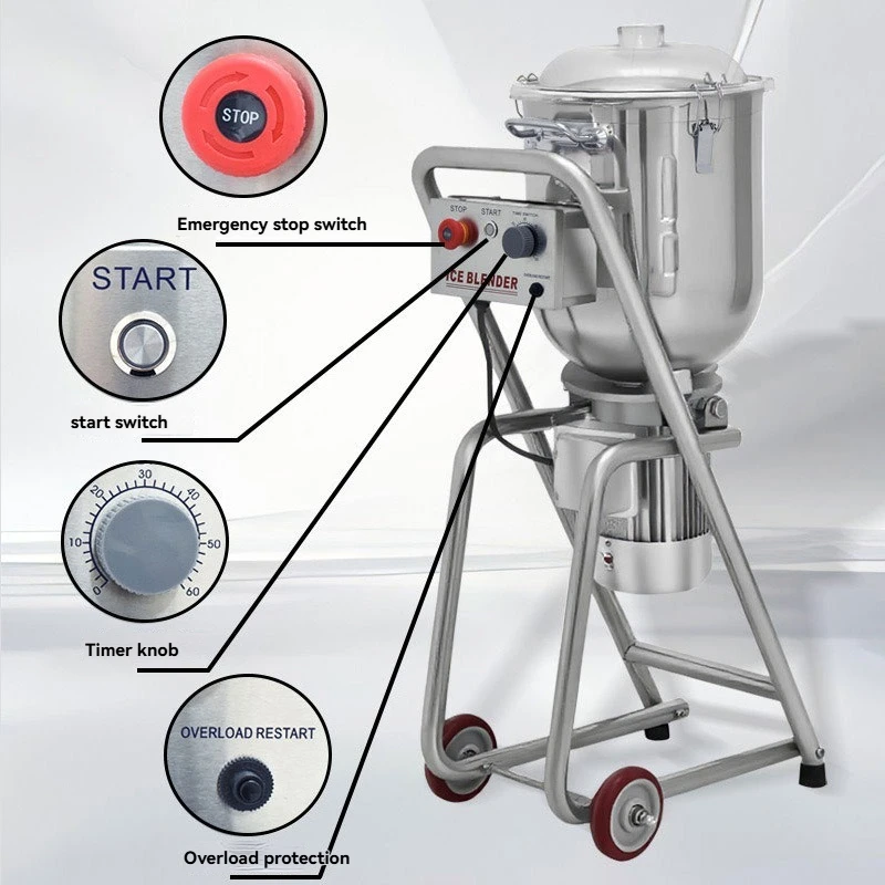 

Commercial Smoothie Blender Machine High Power Mobile Cart for Milkshake Fruit Vegetable Ice Crusher with Stand