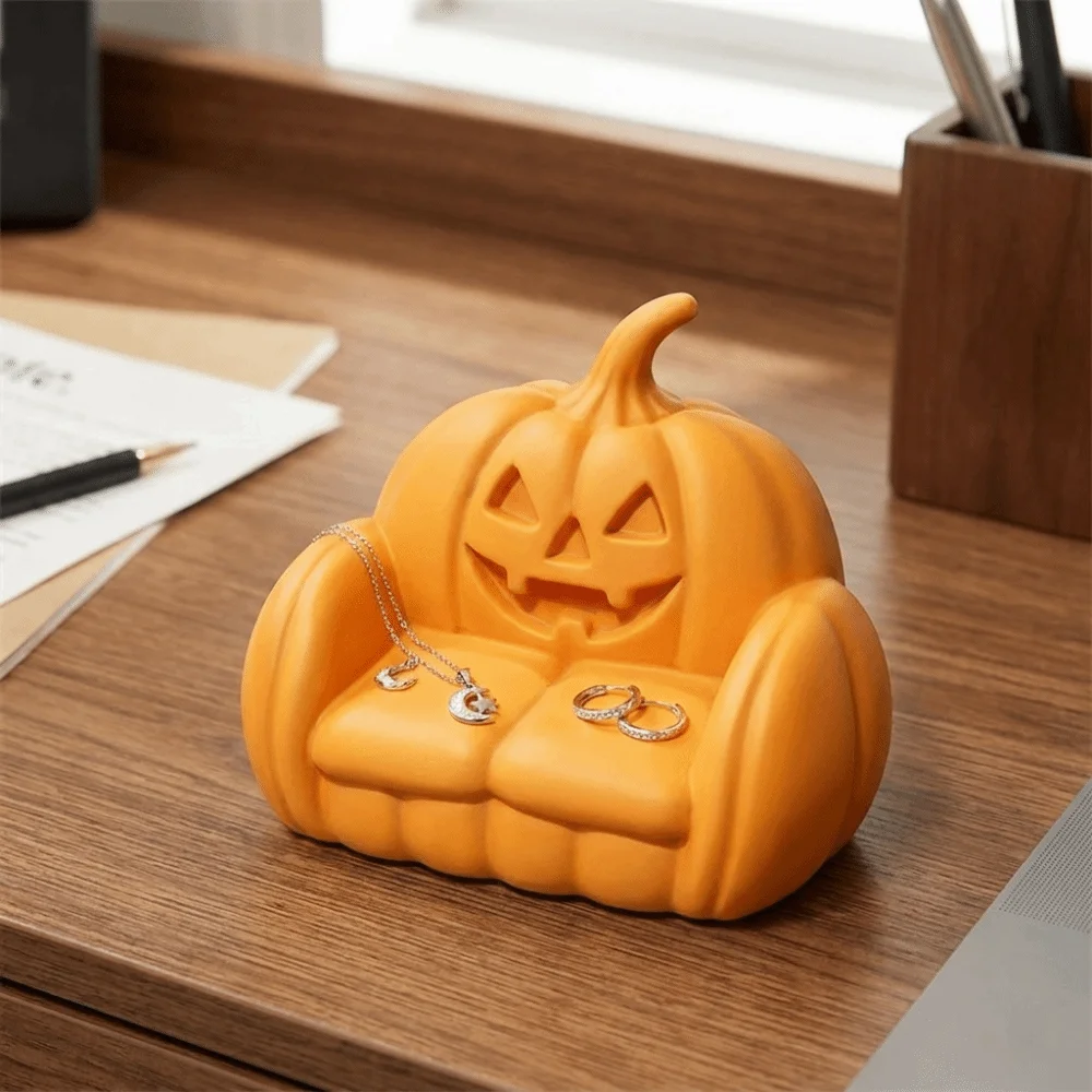 Plastic 3D Printing Pumpkin Decorations Spooky Design Realistic Pumpkin Sofa Ornaments Handicraft Vintage Gothic