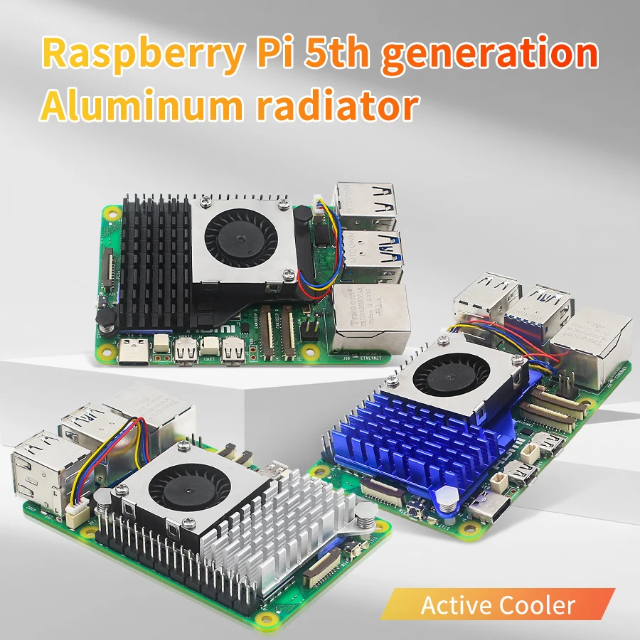 

Raspberry Pi 5th Generation Aluminum Heat Sink Black Silver Blue with PWM Cooling Fan Speed Adjustable Suitable for RPI 5 Pi5