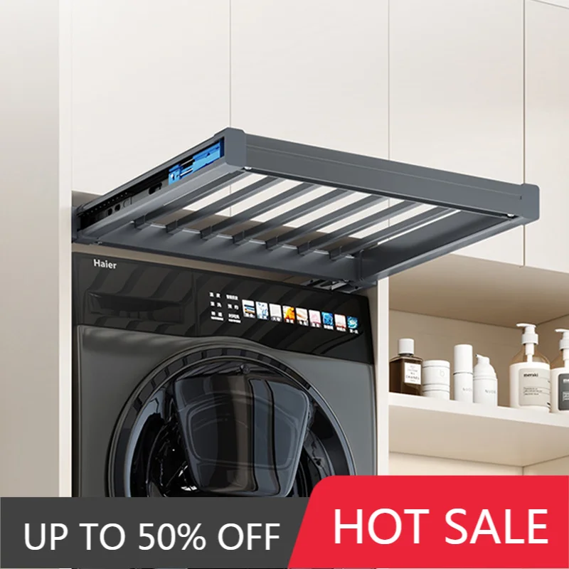 Retractable Pull-out Clothes Drying Rack Adjustable Rebound Clothes Hanger Balcony Cabinet Above Invisible Storage Drying Racks