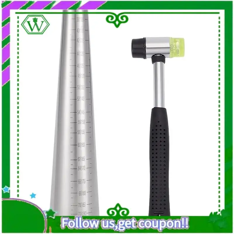 

A18P-Bracelet Mandrel Size Set, Including Hammer, Round Bracelet Mandrel With Scale, Adjustable Bracelet Making, For DIY