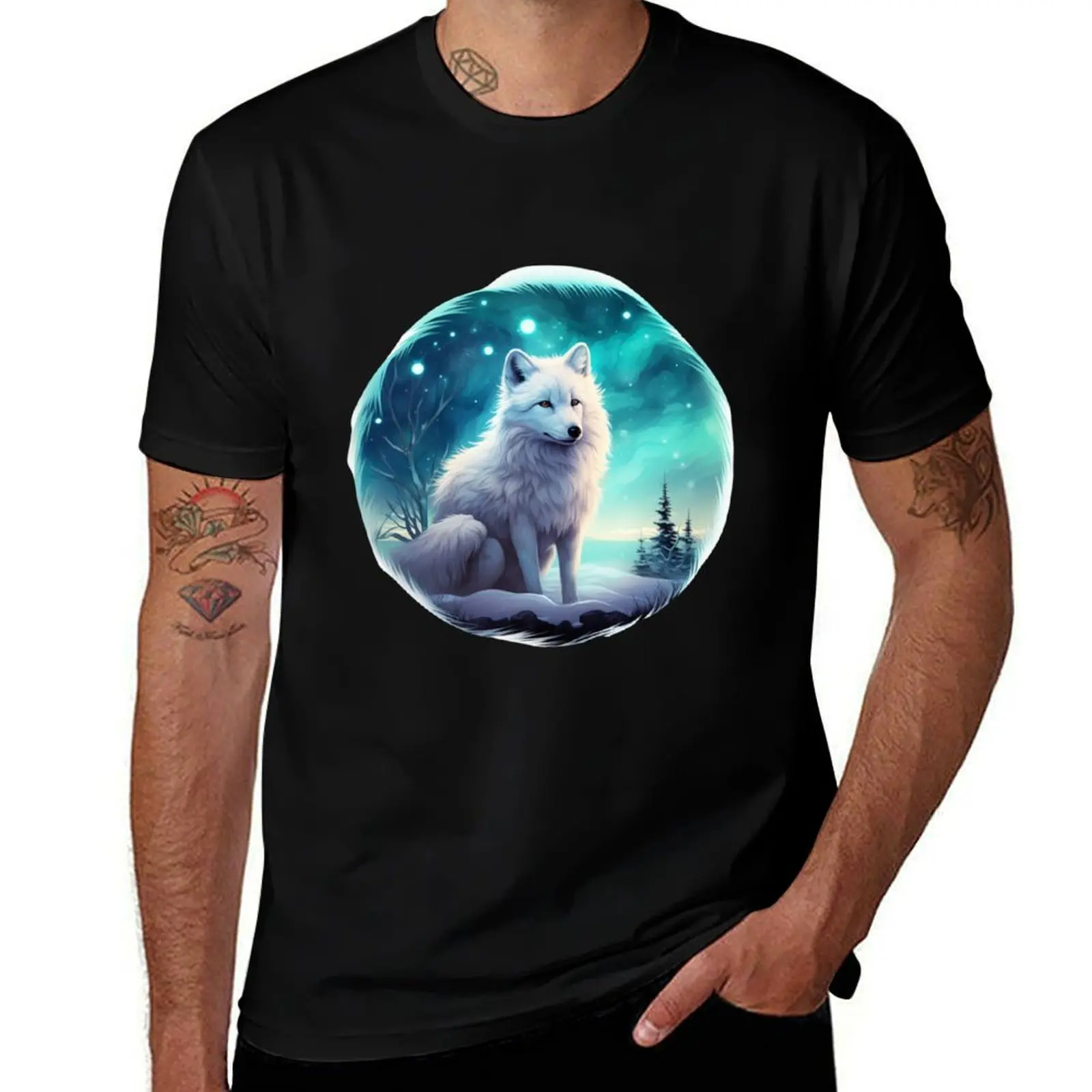 

Northern Lights Arctic Fox T-Shirt sublime Personalized t-shirt for a boy Men's clothing