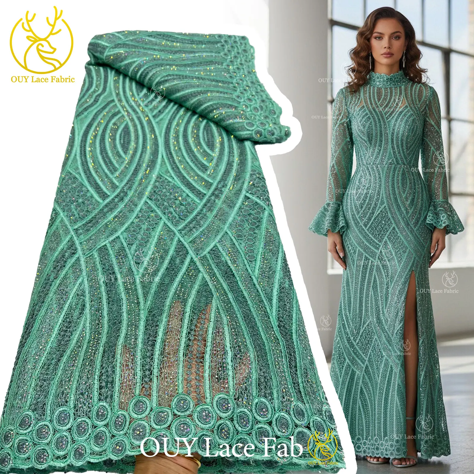 

5 Yards High Quality African Cotton Woven Gemstone Lace Fabric 2026 Nigerian Water Soluble Fabric For Women Party Dress Sewing