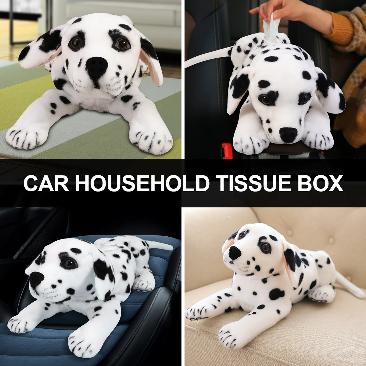 Cartoon Paper Tissue Cover Stuffed Toy Car Household Tissue Box Plush Dog Shaped Cover for Home Car Automobile