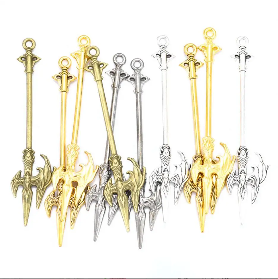 10pcs 70*16mm Nice Alloy Antique Knight Sword Charms for Jewelry Making DIY Handmade Weapons Personality Necklace Pendant F0522