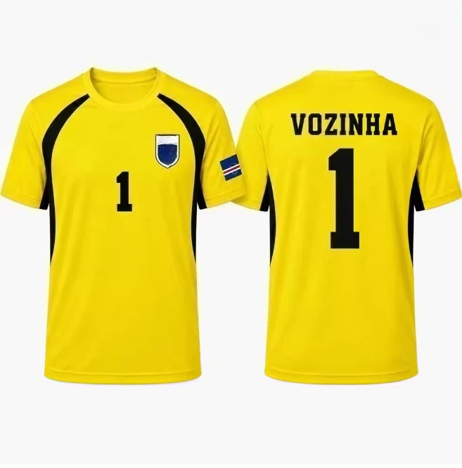 Cape Verde No.1 Goalkeeper Football T-Shirt Breathable Quick Drying for Men and Women Suitable for Match Training 3D Printing