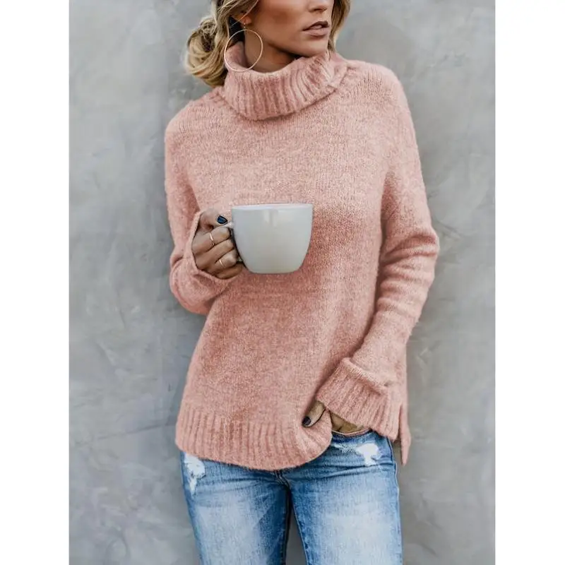 

Long Sve Turtle Ne Pure Color Sweater R 682026 Cross Border New Sle Женский вязаный зимний свитер Ne