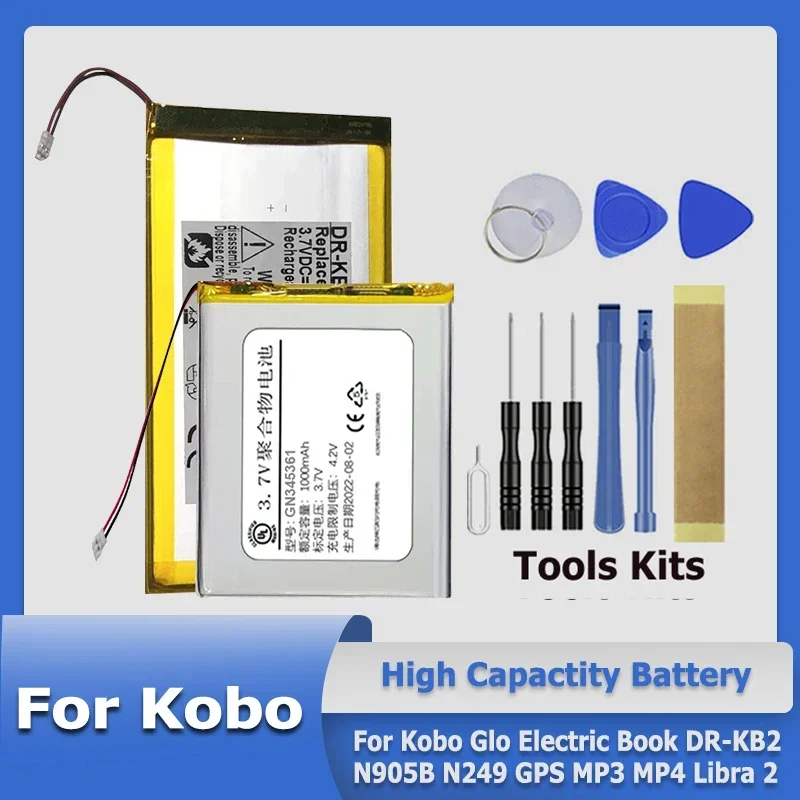 N905B DR-KB2 N249 Battery For Kobo Glo Electric Book N905B N249 DR-KB2 GPS MP3 MP4 Libra 2 With Tools Kit Replacement Bateria