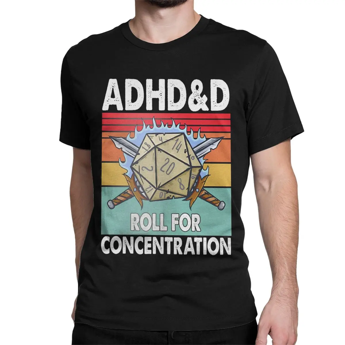 Men Women Adhd Roll For Concentration Funny Gamer T Shirts DnD Pure Cotton Tops Funny Short Sleeve Tee Shirt 4XL 5XL T-Shirts