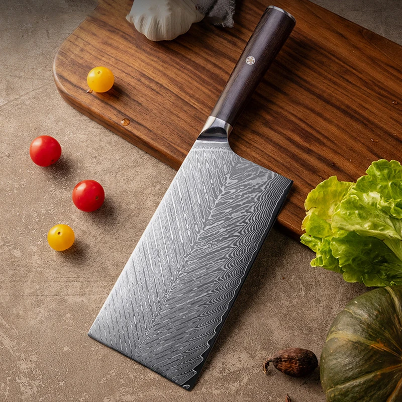 

8 Inch Slicing Knife Wenge Handle 67 Layer Damascus VG10 Steel Blade Chef Cleaver Kitchen Knives For Cutting Vegetables And Meat