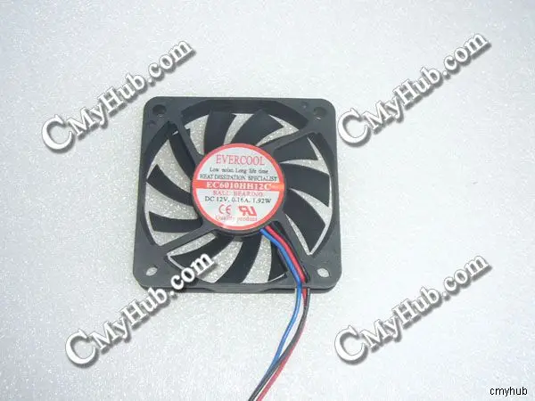 For EVERCOOL EC6010HH12C DC12V 0.16A 1.92W 6010 6CM 60MM 60X60X10MM 3pin Cooling Fan EC6010HH12C