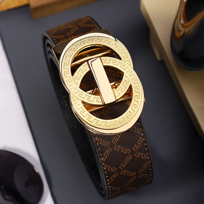 

Регулируемый мужской ремень для делового и повседневного стиля с автоматической пряжкой из сплава, подарок на День отца для парня, мужа