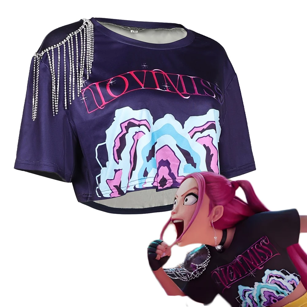 

Футболка для косплея «Охотник на демонов» KPop Mira, темно-синий топ для взрослых и детей, костюм на Хэллоуин, одежда для ролевых игр, карнавальная вечеринка