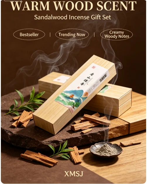 Hot Sandalwood Incense Set,Natural Old Sandalwood Sticks, 40g About 95 Sticks, Trending Woody Scent for Home Meditation Yoga
