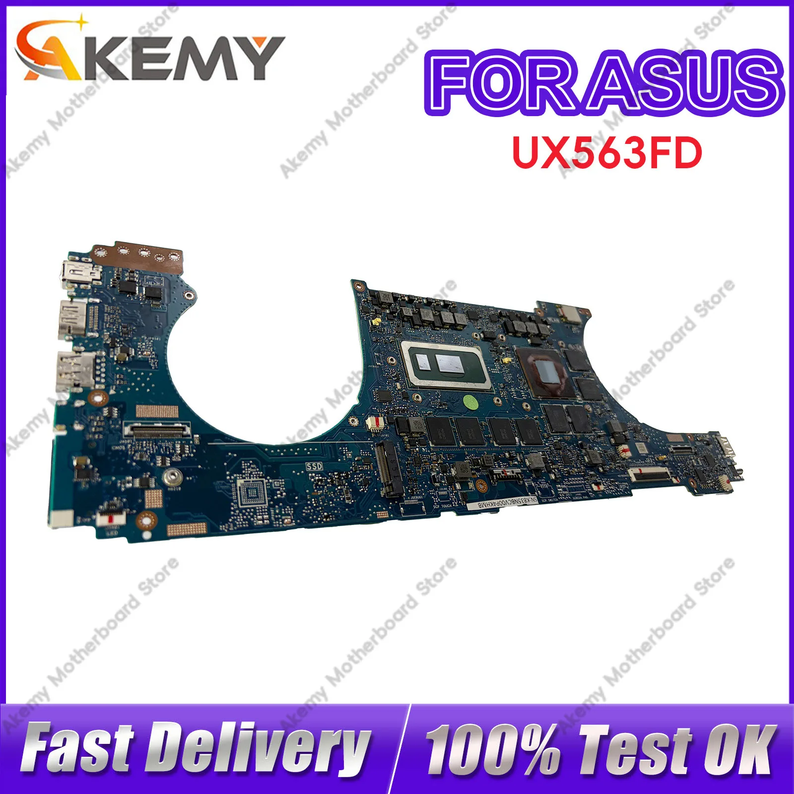 Placa-mãe para laptop ASUS ZenBook UX563FD UX56FD BX563FD Q536FD UX56FA UX563 com processadores Intel de 10ª geração i3, i5 e i7