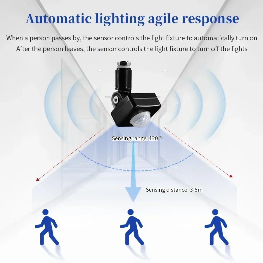LED Motion Sensor Automatic PIR Infrared Detector Adjustable Delay Time Light Switch Rotating For Stairs Corridor AC 220V 110V