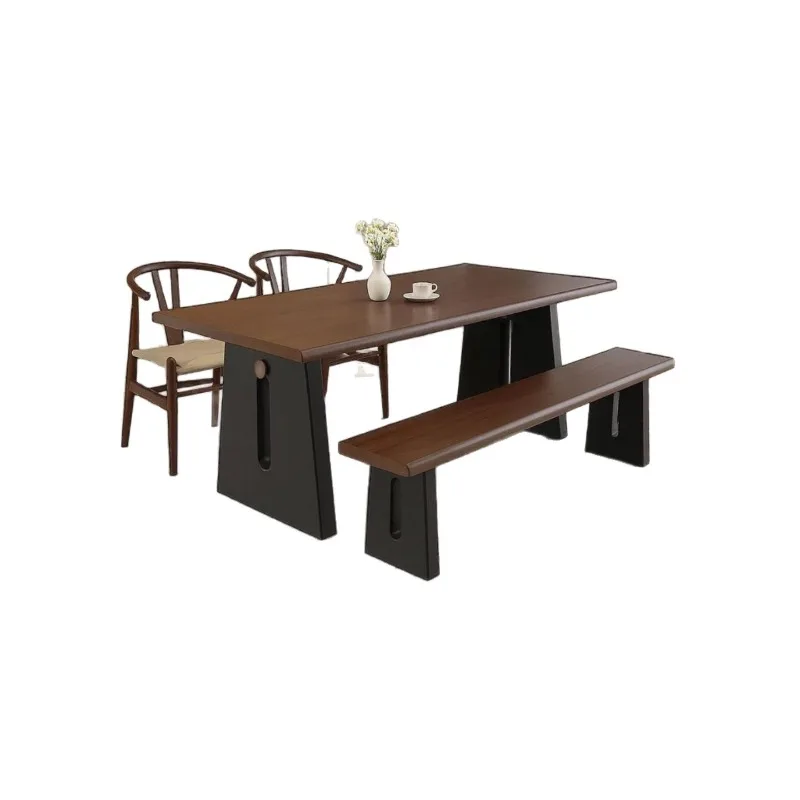 

Средневековый обеденный стол из цельного дерева, письменный стол, длинный стол за диваном в гостиной, большой стол-скамья, обеденный стол из массива дерева