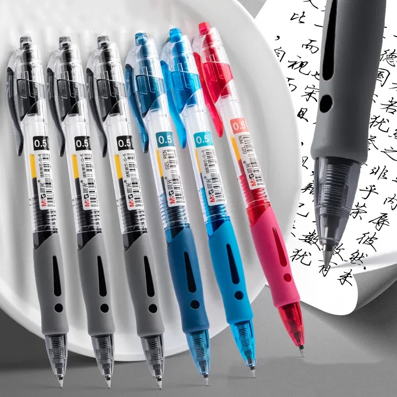 50PCS Press Neutral Pen Bullet Head Press 0.5mm Black Red Blue Sign Test Quick Dry Carbon Pen