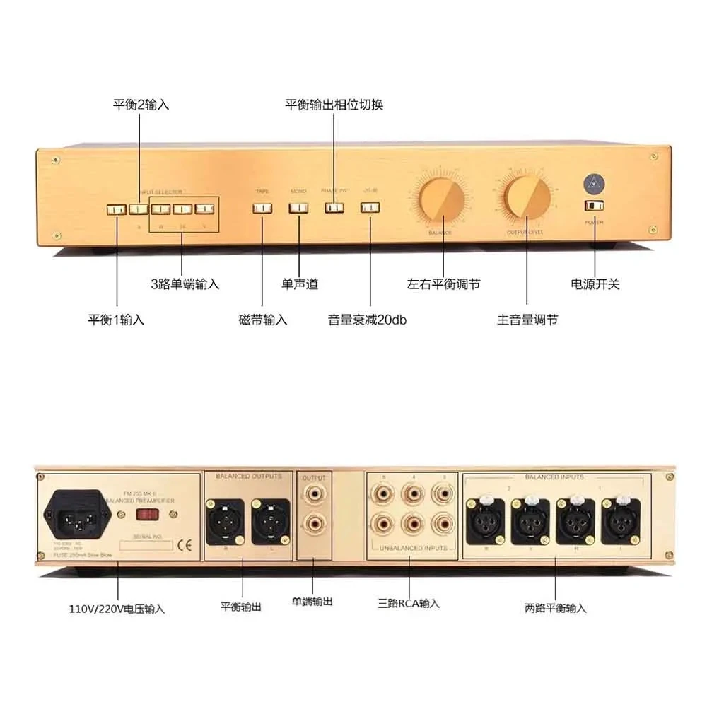 HI-END Base on FM255 audiophile fully balanced preamplifier With single-ended and XLR input and output