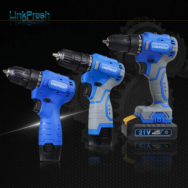 LinkPresh 12v 16v 20v Li-ion Brushless Electric Drill Electric Srewdriver WirelessPower Driver DC Lithium-ion Battery