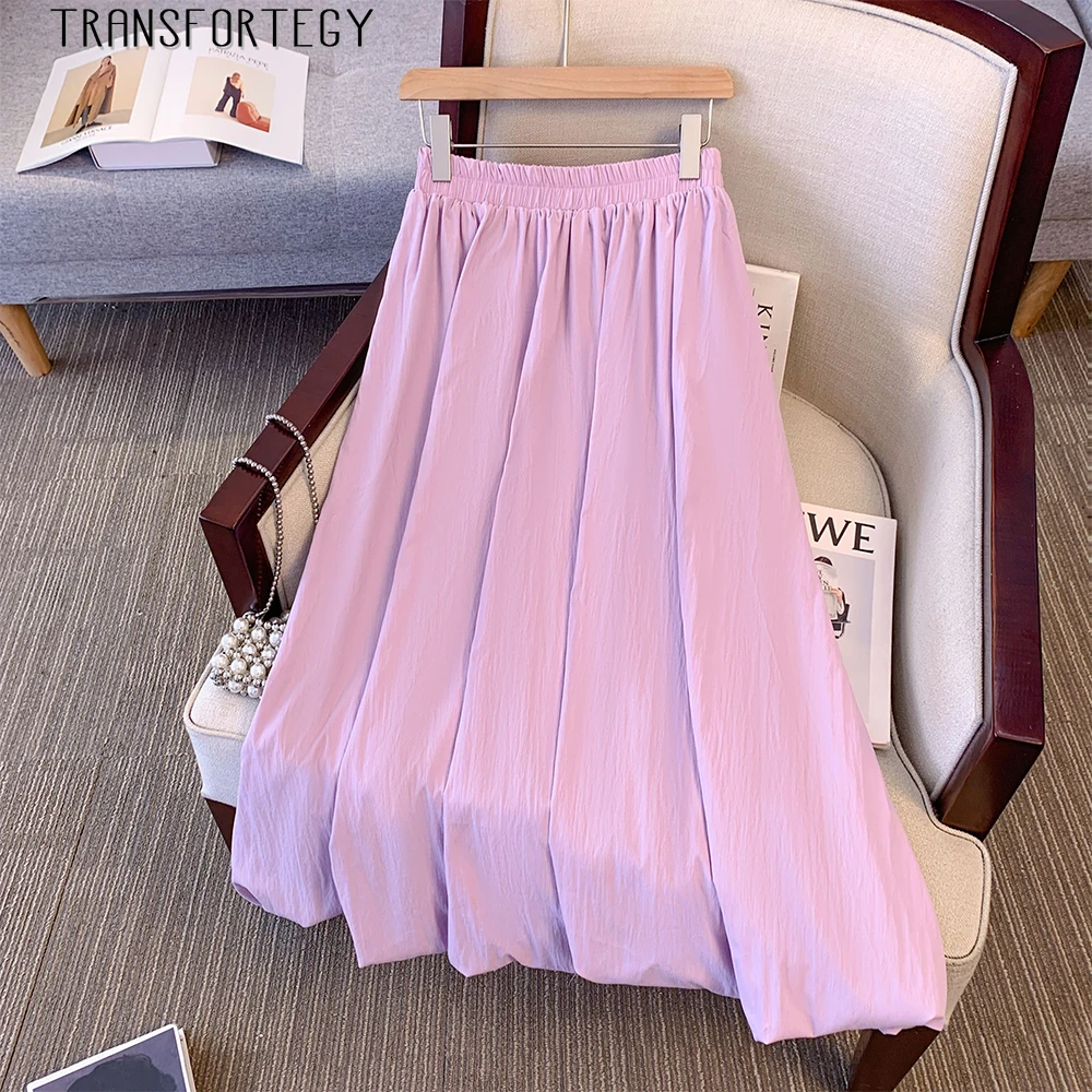 Plus Size Women's Spring Summer Autumn Casual Skirt Solid Color Simple Loose Comfortable Lantern Skirt 2024 New Women's Clothing