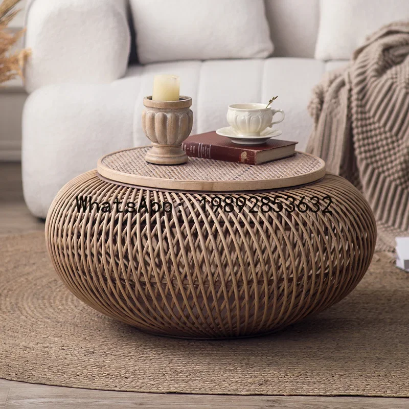 

BF Minimalist Style Living Room Dining Room Universal Round Coffee Table Creative Homestay Hotel Rattan Small Table Coffee Table