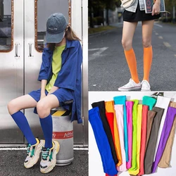 Velvet Calf Socks For Women 18 Candy Colors Knee Sock Female Solid Color Thin Socks JK Fashion Versatile Elasticity High Socks