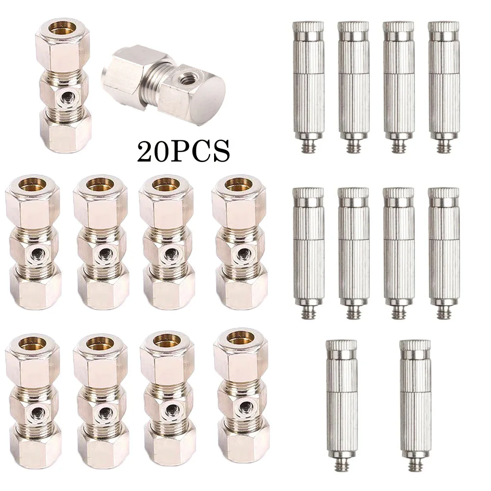9.52mmTube Atomizing Nozzle Connector With Mist Nozzle Fogging Machine Accessories Mist System Parts For Outdoor Cooling System