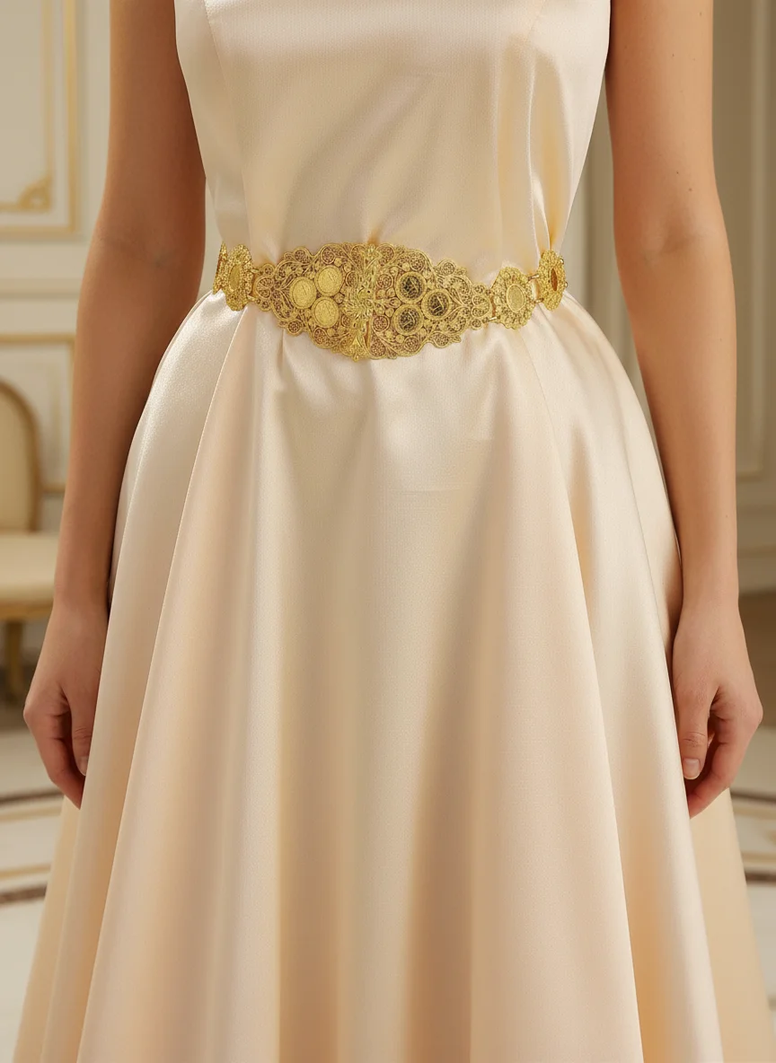 

Позолоченная женская цепочка на талию для абайи в дворцовом винтажном стиле, регулируемый размер, аксессуар для свадьбы, вечеринки, Рамадана