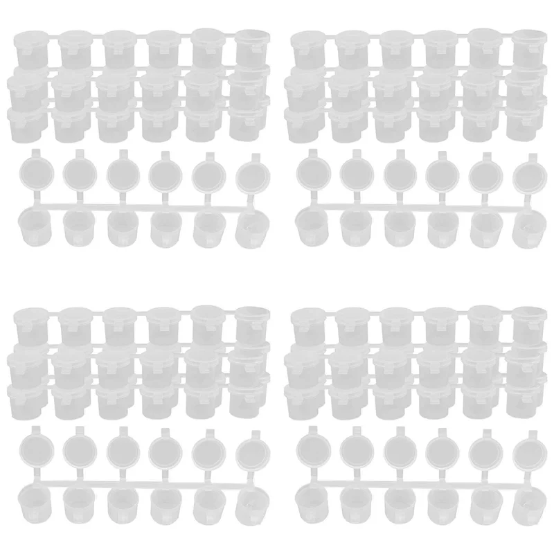 

AB42-20 Strips 120 Pots Empty Paint Strips Paint Cup Pots, 10Ml/0.35Oz Mini Paint Pot Strips Clear Plastic Storage Containers