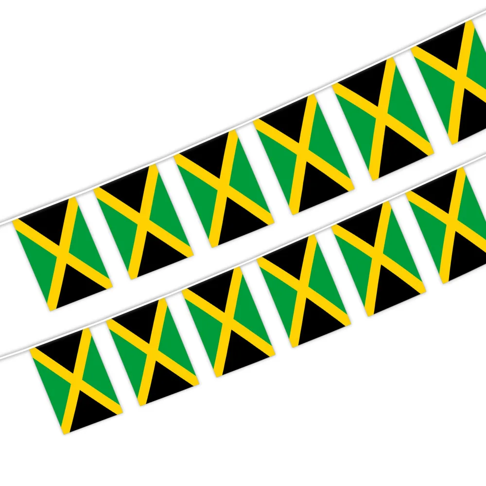 Aerlxemrbrae  14*21cm  20pcs/lot    One String Hang  Rope Jamaica Buntings Stream  Jamaica Banner Flags