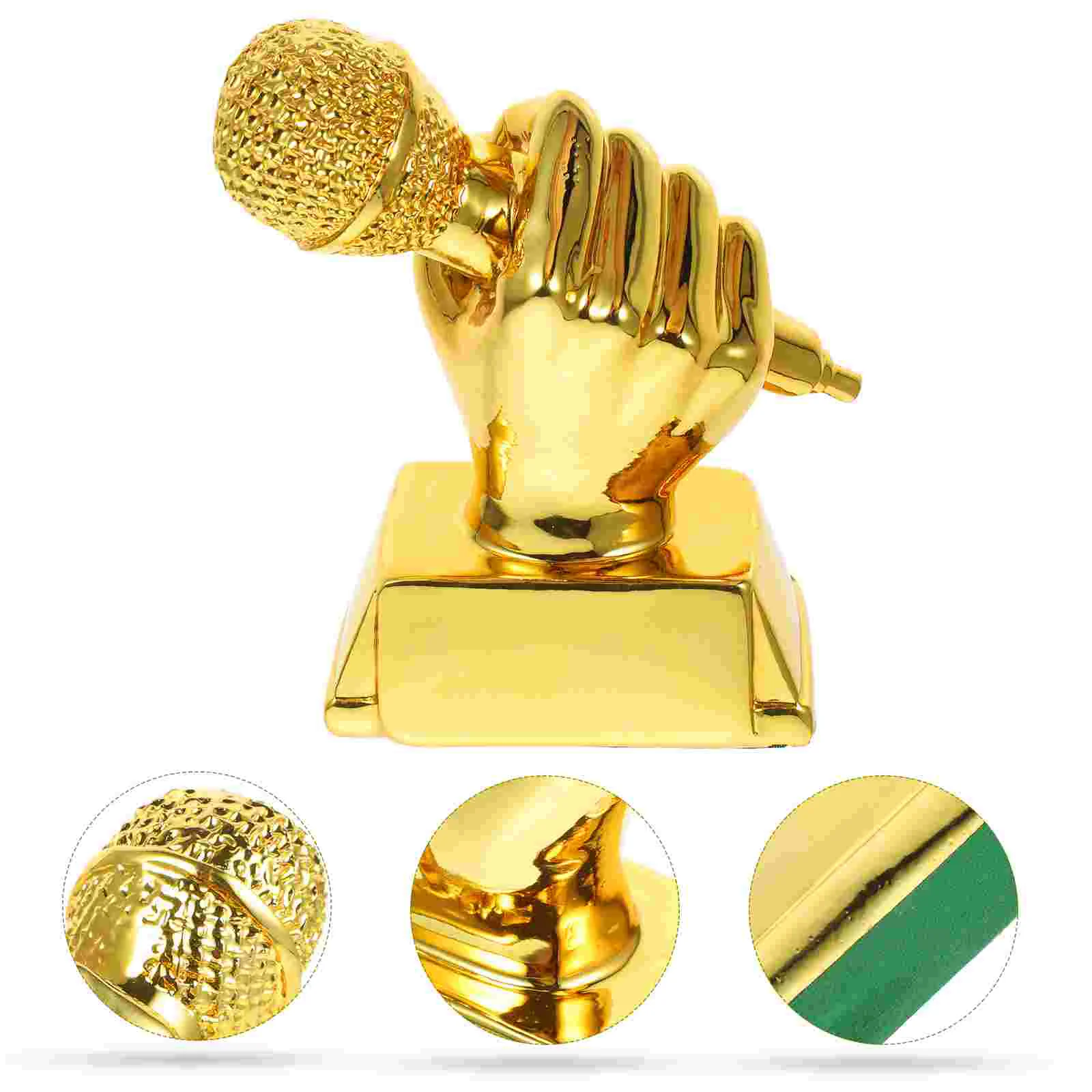 

Kids Competition Trophy Award Microphone Mini Resin Singing Golden Synthetic Music