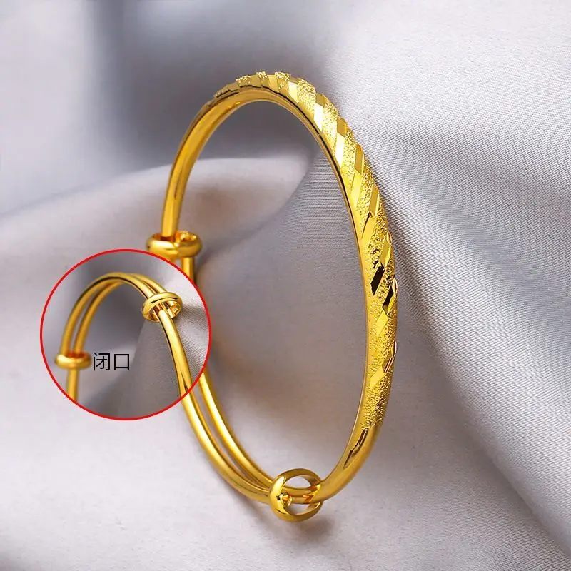 Wholesale Jewelry-- Push and Pull Embroidery Star Slim 5mm Bracelets and Bangles ( Adjusted ) for Women Fashion Jewelry Pure Gol