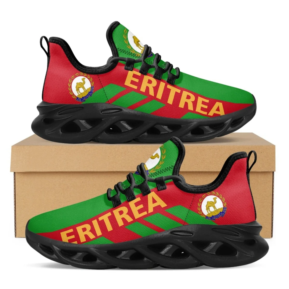 Ethiopia Flag Print Ladies Sneakers Breathable Lace Up Platform Shoes Casual Outdoor Fitness Running Flats Shoes Zapatos Mujer