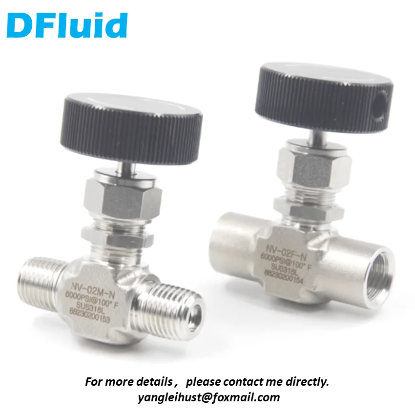 Stainless Steel 316 NEEDLE VALVE 6000psig Flow Control Shut Off Valve Female NPT Male NPT 1/8