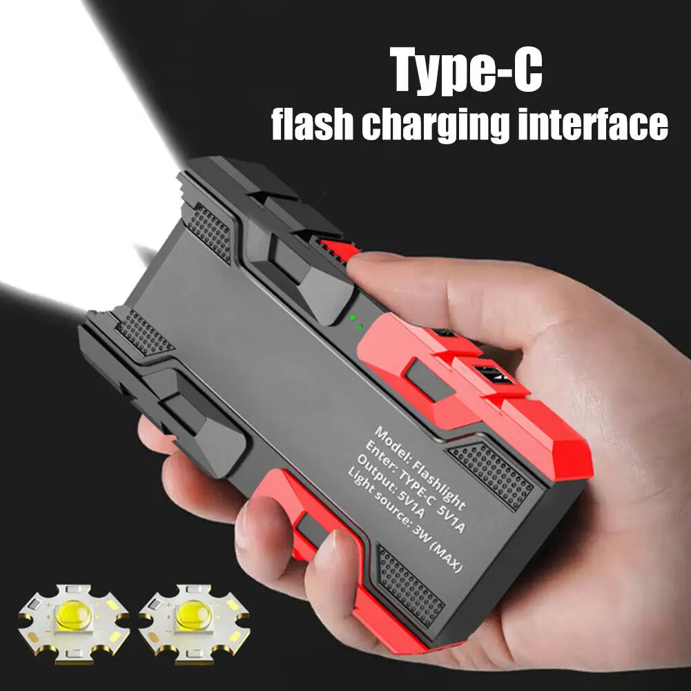 

Powerful Flashlight Type-C 2-Core Strong Bright Flashlight Rechargeable Outdoor Torch18650 Led Long-range Spotlight COB Light