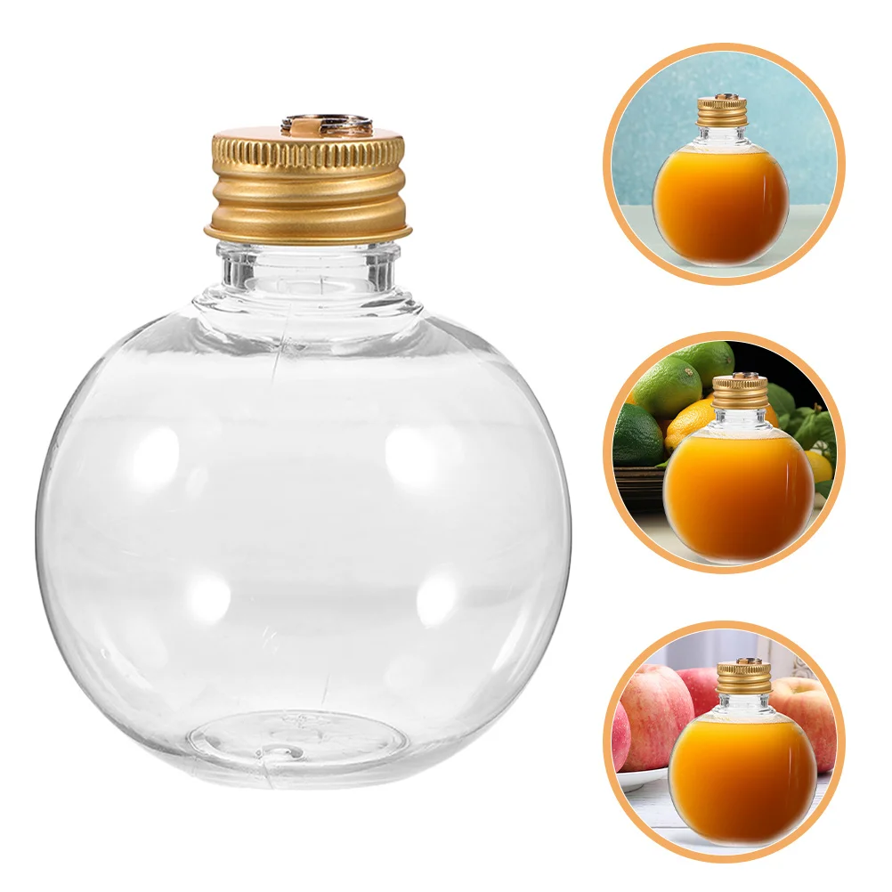 

6Pcs Clear Round Bottles 150Ml Transparent Fillable Christmas Ornament Bulbs Gold Caps Holiday Beverage Holders Wedding Decor