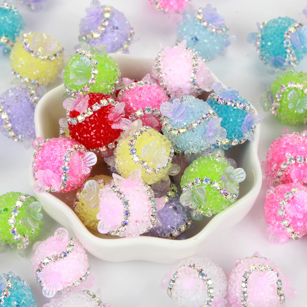 17mm 1/3/5 stücke Charme Candy Farbe Schmetterling Kristall Acryl Perlen Für Schmuck Machen DIY Halskette armbänder Ohrring Zubehör VD