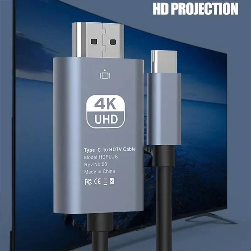 4K 30Hz Type C To HDMI-compatible Adapter Cable Type C To HD USB C Cable Extend Screen Laptop Projector High Definition Adapter