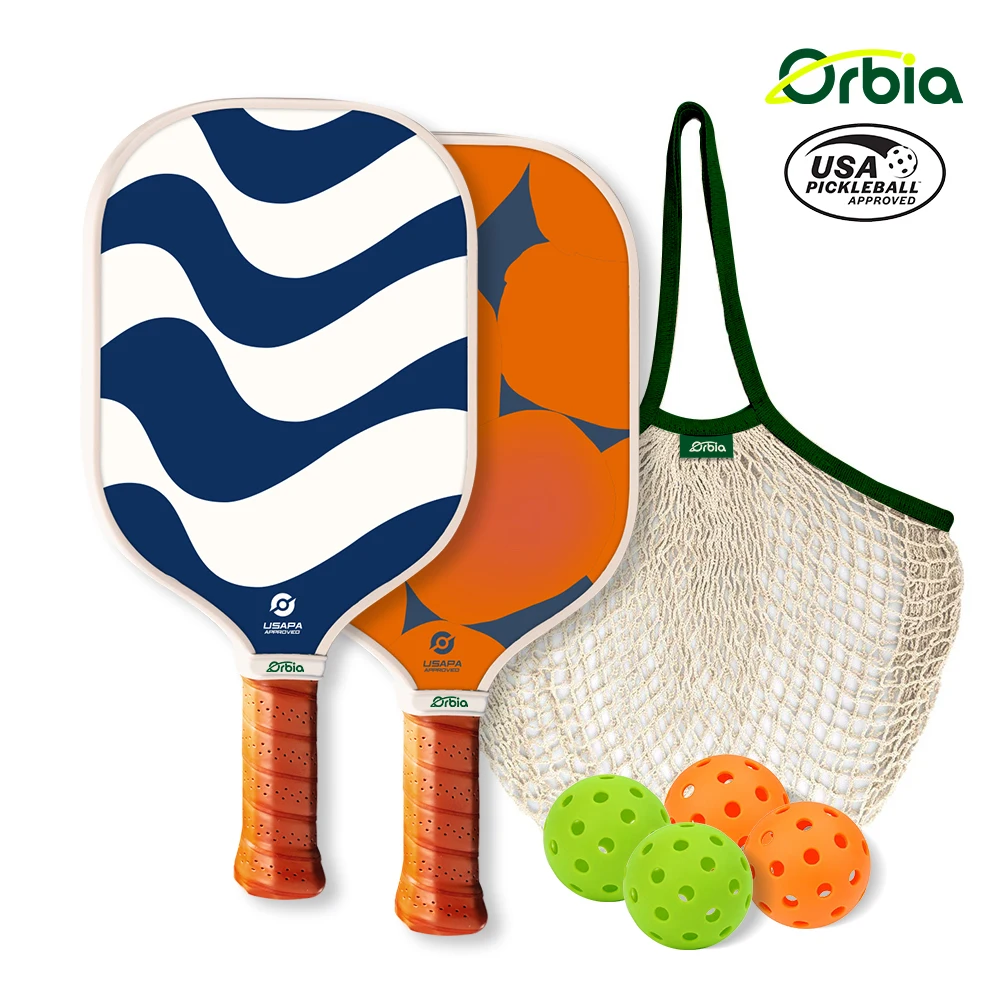 

Orbia Orange and Blue Pickleball Paddle Sets Glass Fiber Adult Racket Cold Press Paddle Bundle Paddle Pickleball Set