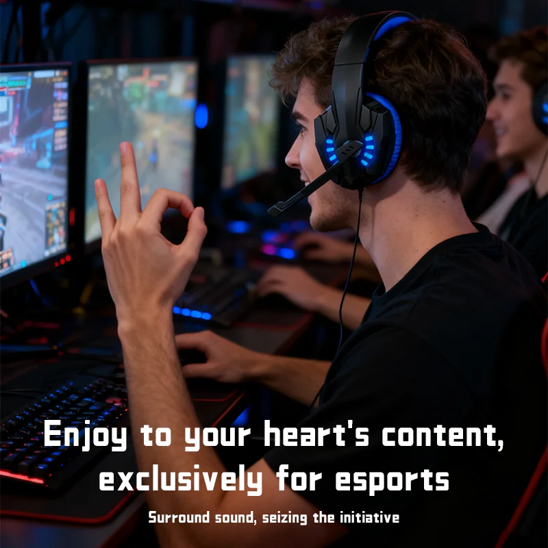 SW-G830 Cuffie da gioco con copertura flessibile per microfono HD orecchie Cuffie cablate esterne con suono surround stereo con luce RGB