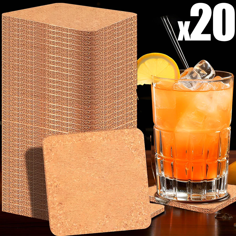 Cup Mat Natural Square Wooden Non-Slip Pads Tea Coffee Mug Drinks Insulated Cork Coaster Holder Home Kitchen Table Decoration