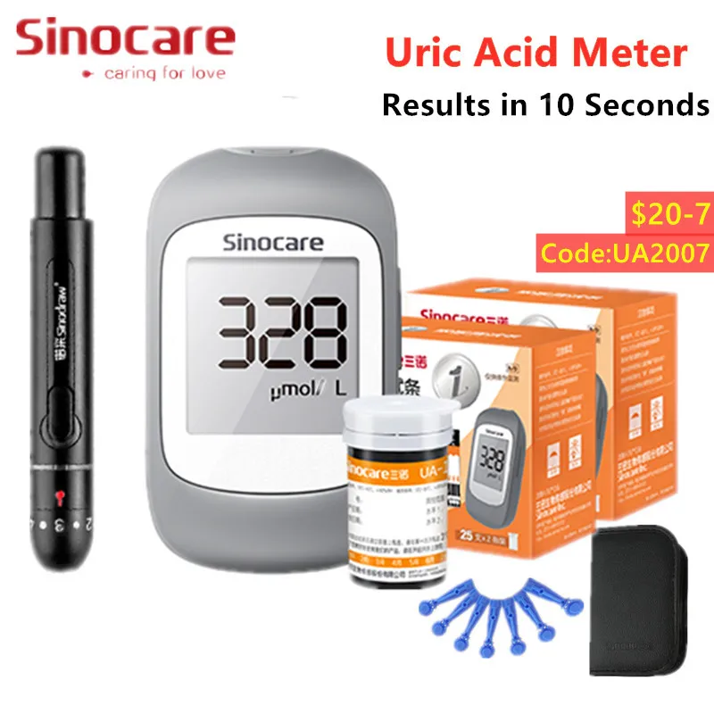 Sinocare New UA I Uric Acid Monitor with Lancet or Only Test Strips Household Uric Acid Meter used to Gout Tester Device