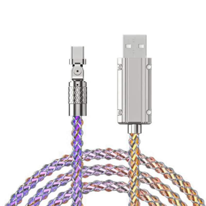 Cable de datos de Color degradado luminoso de respiración RGB de carga rápida USB tipo C para Huawei Samsung Xiaomi carga rápida