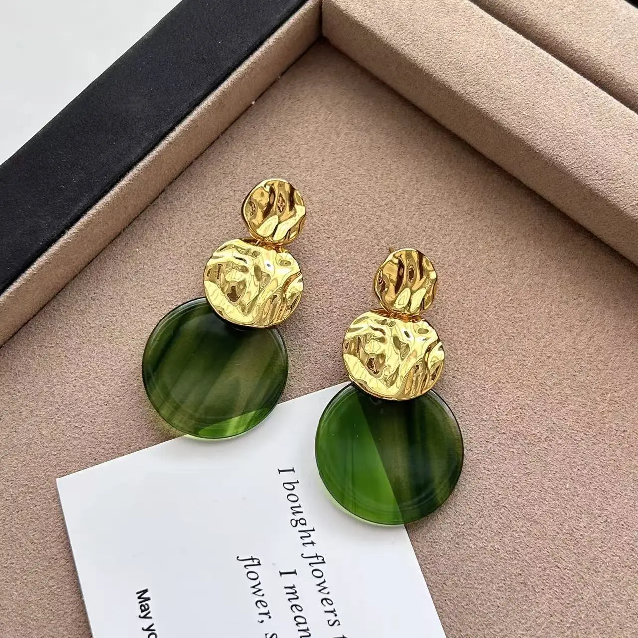 Retro gradual change original piece acetic acid earrings round contrasting color  versatile commuter niche design earrings