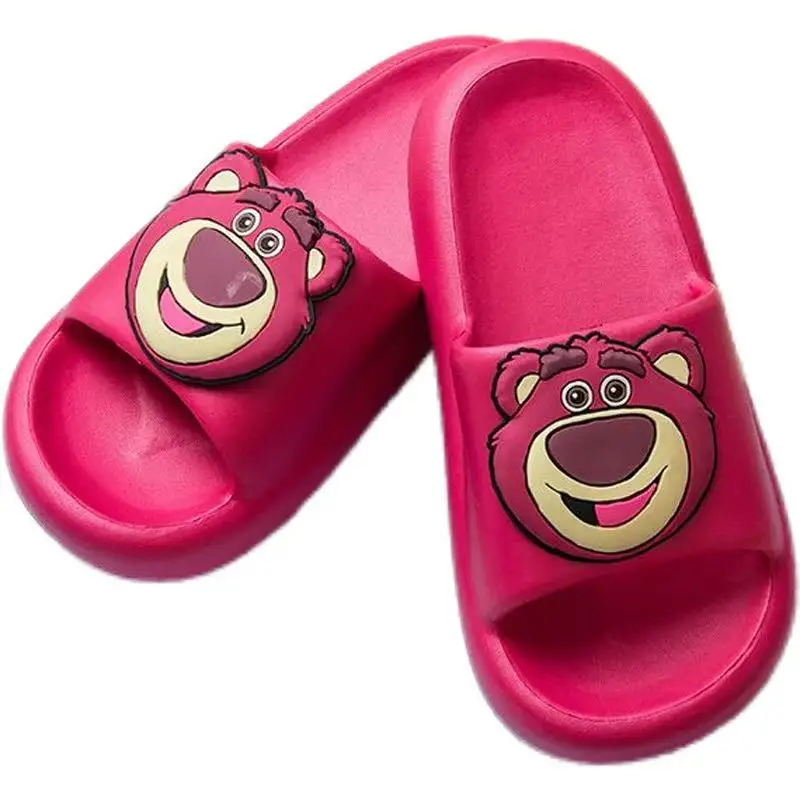 

Couples Celebrities Fun Lotso Strawberry Bear Anti Slip white pink black Fuchsia women Summer Home children kids Casual Slippers