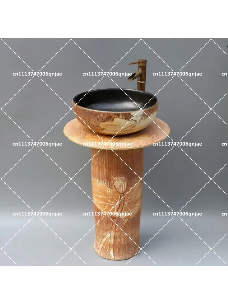 Freestanding Column Basin Simple Outdoor Wash Basin for Balcony Patio Home Use