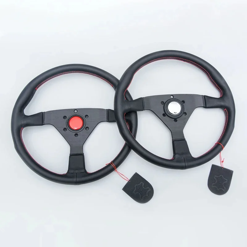 High Quality JDM Classic Racing Sports Steering Wheel Red Stitching Microfiber Leather Steering Wheel