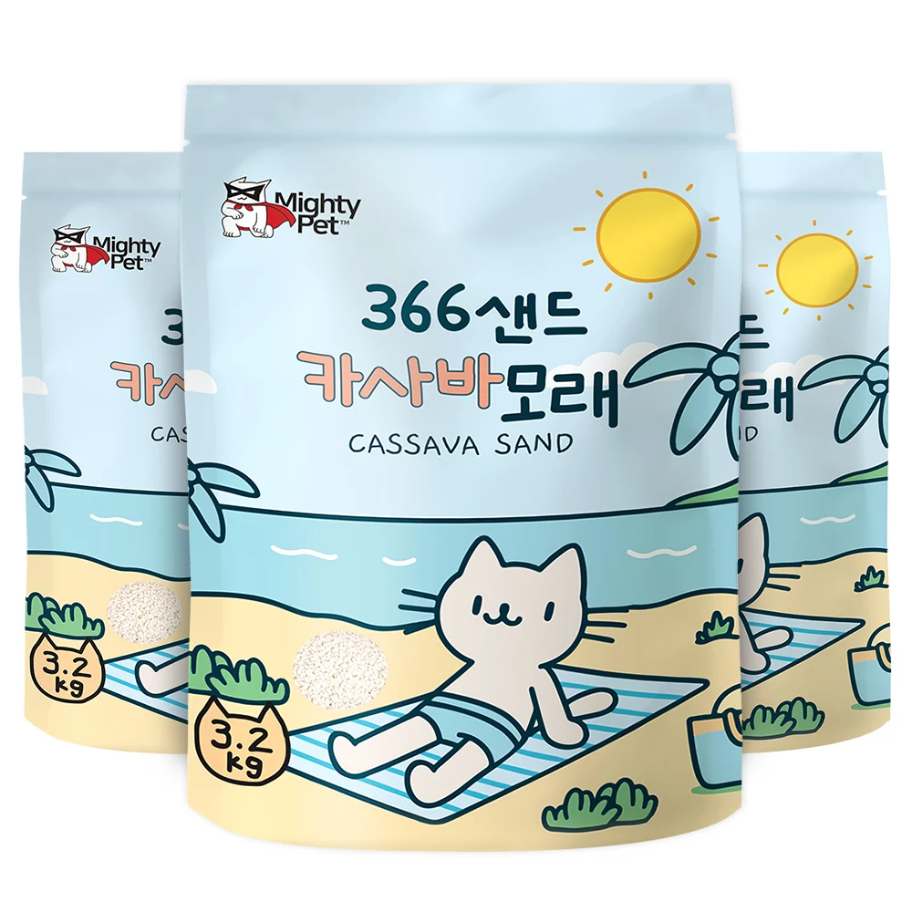 [대용량 최저가] 마이티펫 탈취력 강한 친환경 카사바 모래 366샌드 3.2kg - 6