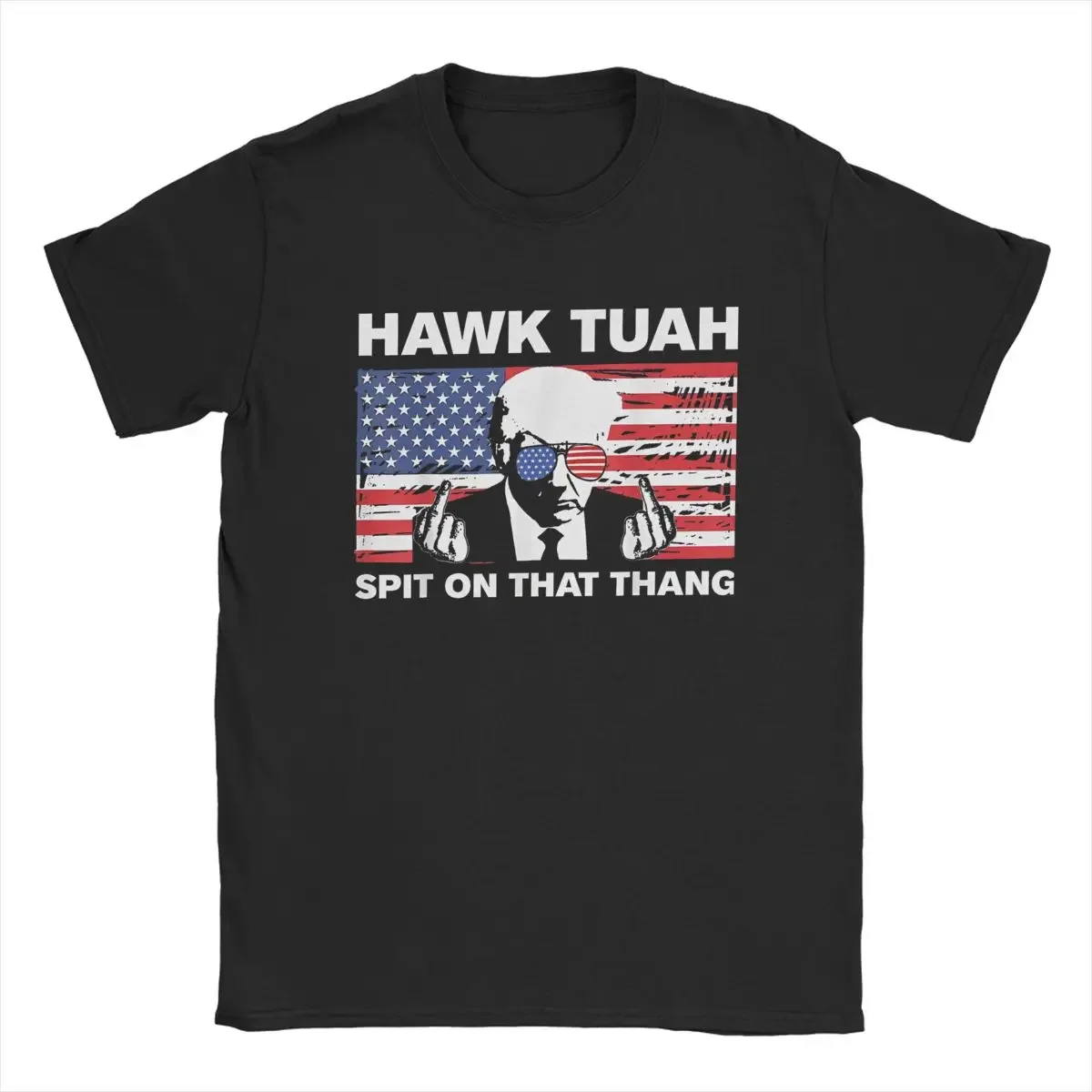 Men's Hawk Tuah Spit On That Thang Donald Trump T Shirt 2024 Us Flag Cotton Clothes Vintage Short Sleeve O Neck Tees T-Shirts